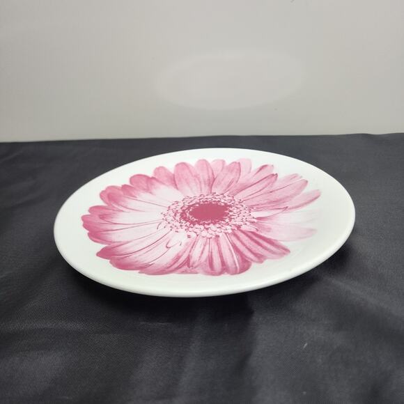 Vintage Hand Painted Pink Gerber Daisy Floral Dessert Plate 7" Round - Picture 2 of 4